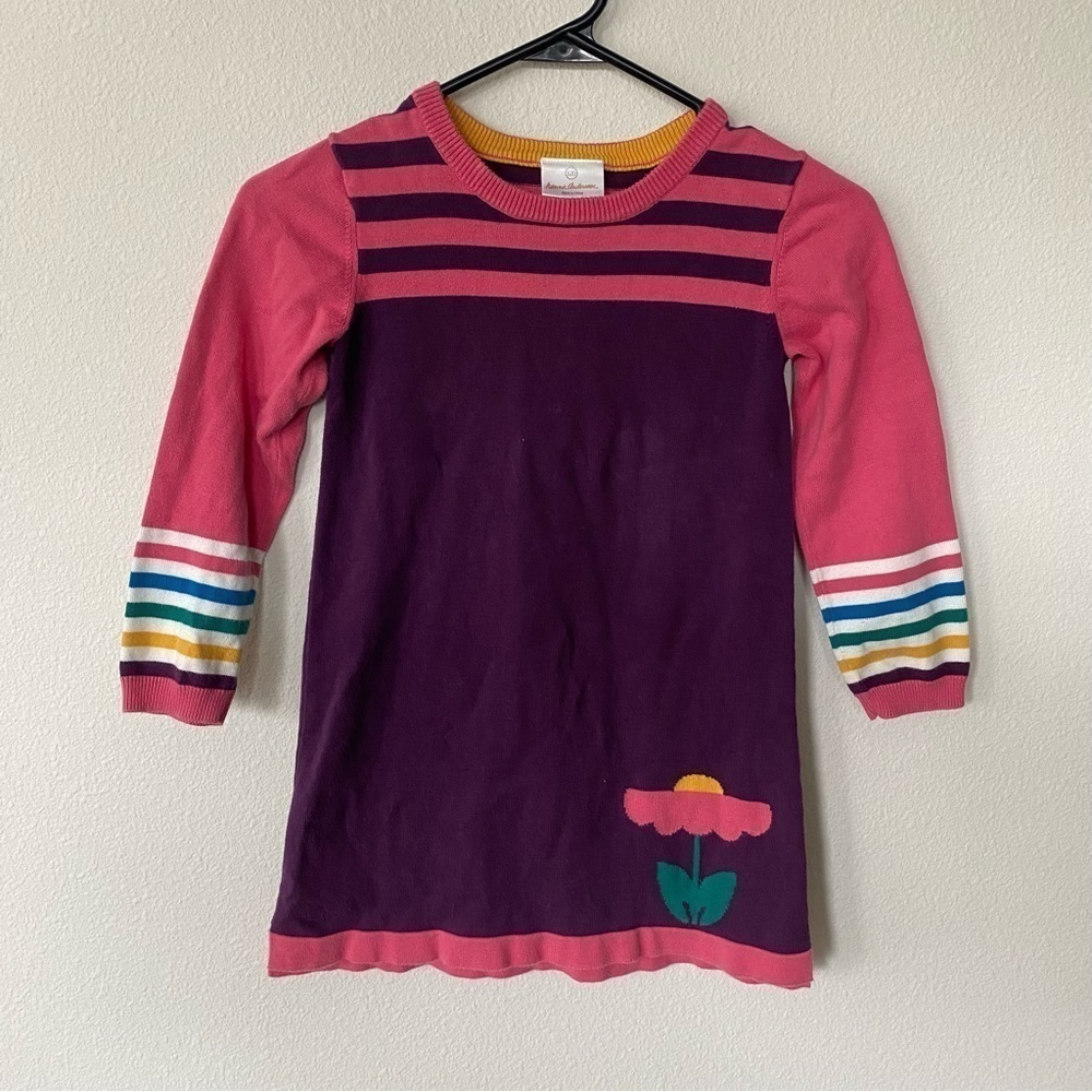 Hanna Andersson | Girl’s Floral Stripe Long Sleeve 100% Cotton Dress Size 6-7